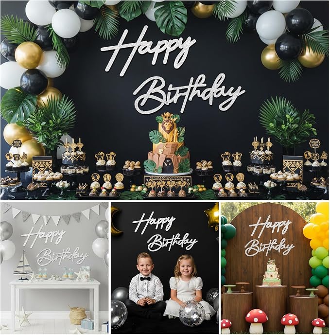 Sliver Happy Birthday Sign for Backdrop - Image 7