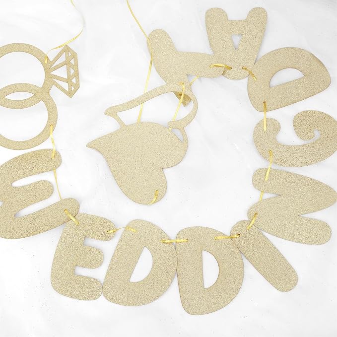 Wedding Day Banner, Champagne Gold Glitter Wedding Banner - Image 2