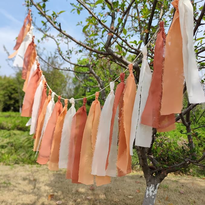 Chiffon Tsaasel Garland for Burnt Orche Coral Peach Orange Wedding Tea Party - Image 3