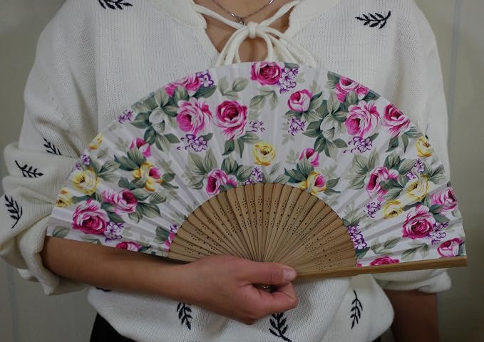 Hand Fan with Beautiful Fabric Printed - Image 5