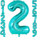 Teal Blue Number 2 Balloon, 40 Inch Big Large Foil Helium Number Balloons by AIQINHU
