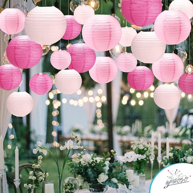 21Pcs Pink Paper Lanterns - Image 6