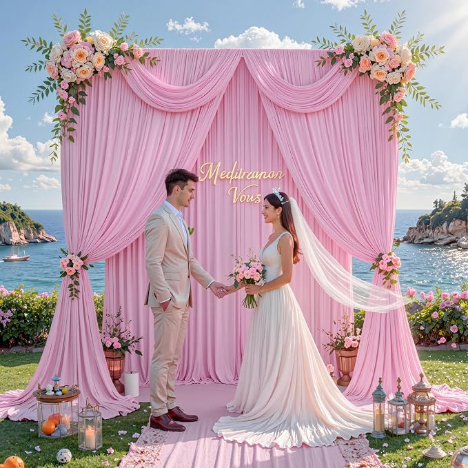 10 ft x 10 ft Pink Backdrop Curtains - Image 5