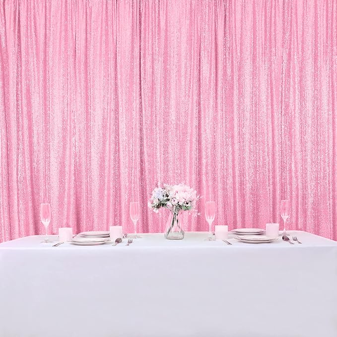 Hahuho Pink Sequin Backdrop Curtain, Banquet Decoration（4 Panels, 2FT x 8FT - Image 8