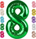 8 Balloon Numbers Birthday Decorations, 40In Green Balloons by Mluchee