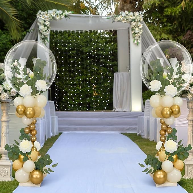 Gejoy 2 Sets Balloon Column Stand Kit Sage Green Bridal Shower Decorations - Image 7