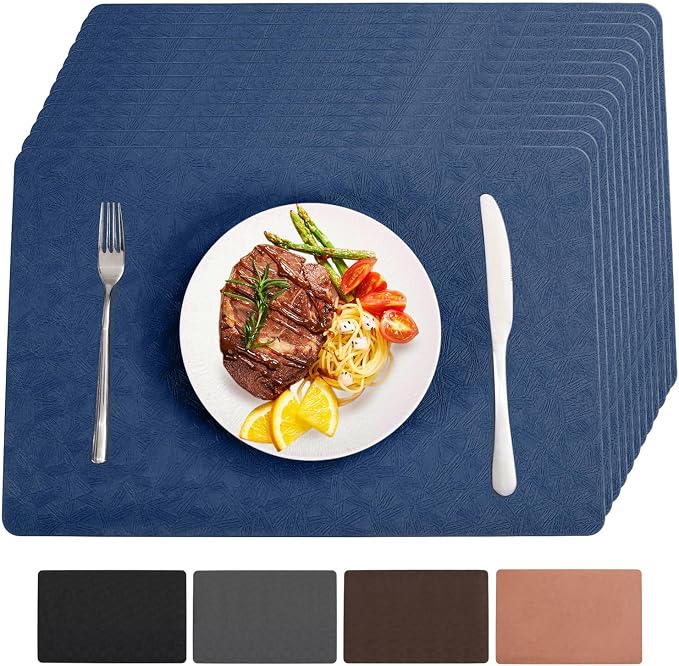 Vinyl Placemats Set of 12 Heat Resistant Easy Clean Non-Slip Place Mats by BxzanDya-LifeSmartMaker