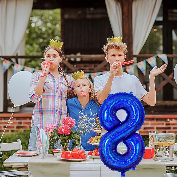 Navy Blue Number 8 Balloon, 40 Inch 8 Balloon Number Large Laser Navy Blue Foil - Image 4