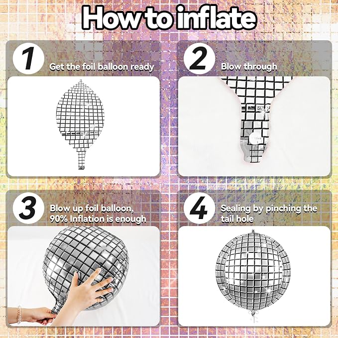 6pcs 22 Inch Gold Disco Ball Balloons - Image 8