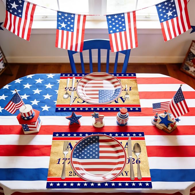 50Pcs Patriotic Paper Placemats Disposable 11x16 Inch Vintage Table Mats | - Image 4