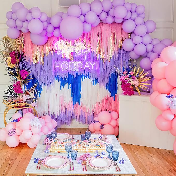 PartyWoo Purple Lavender Light Silver Crepe Paper Streamers 6pcs 492 FT | - Image 4