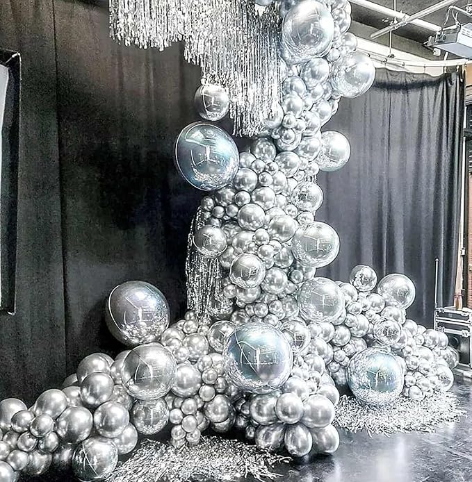10pcs 18 inch Metallic Silver Balloons, Thick Latex Chrome Helium Balloons - Image 3