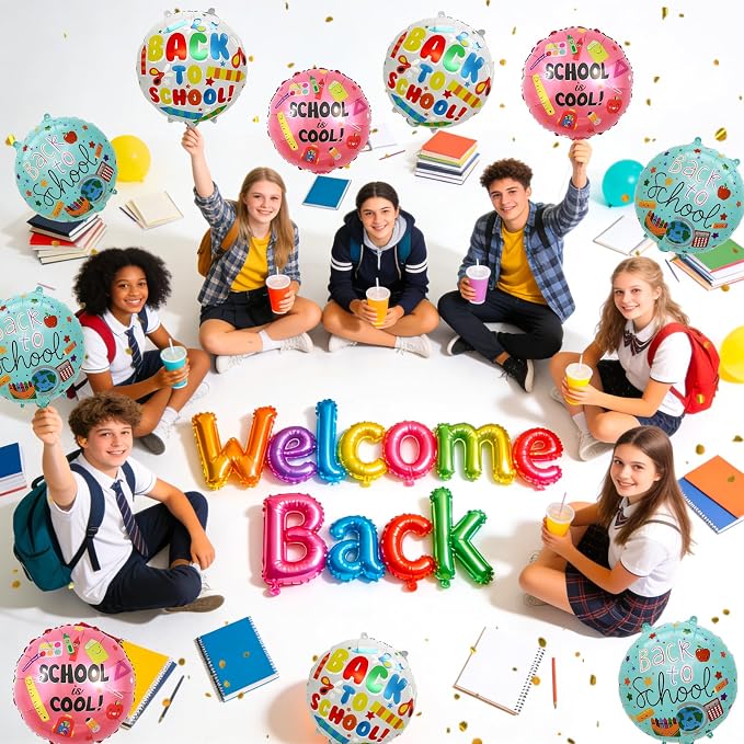 12 Pcs Back to School Balloons, Colorful 18 inch Round Printed Balloons - Image 5