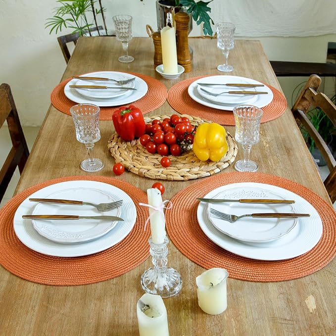 FunWheat Round Braided Placemats Set of 8 Table Mats - Image 6