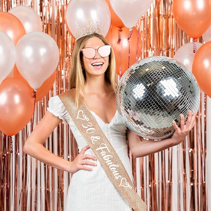 10 Pack Rose Gold Backdrop Curtain 3.2ft x 8.2ft Metallic Tinsel Foil Fringe - Image 6