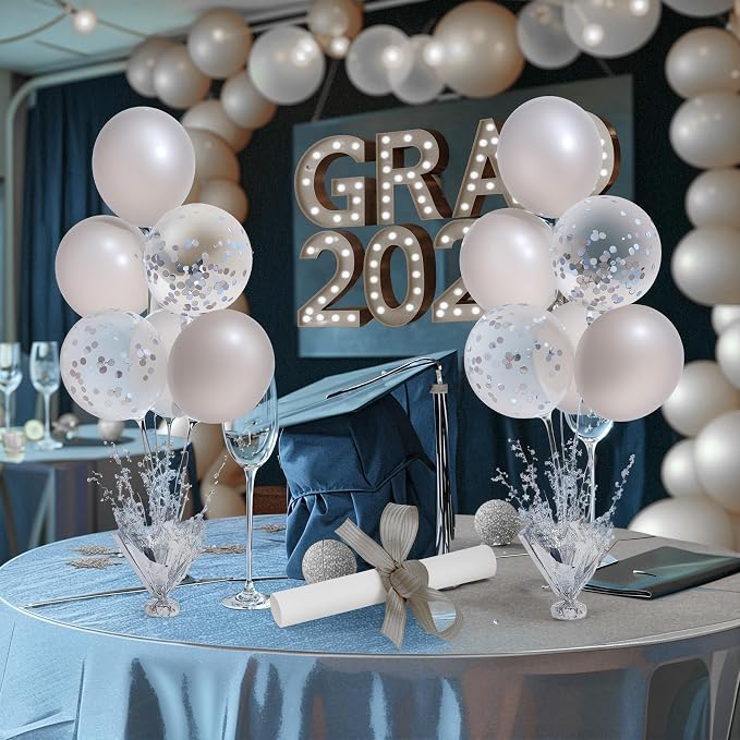 4 Set Silver Table Balloons Centerpiece Stand Kit - Image 2