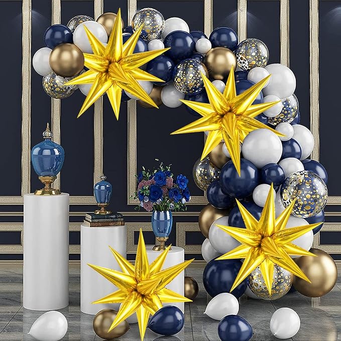 60 Pcs Star Balloons Explosion 12 Point Foil Cone Balloons Magic Balloon Large - Image 3
