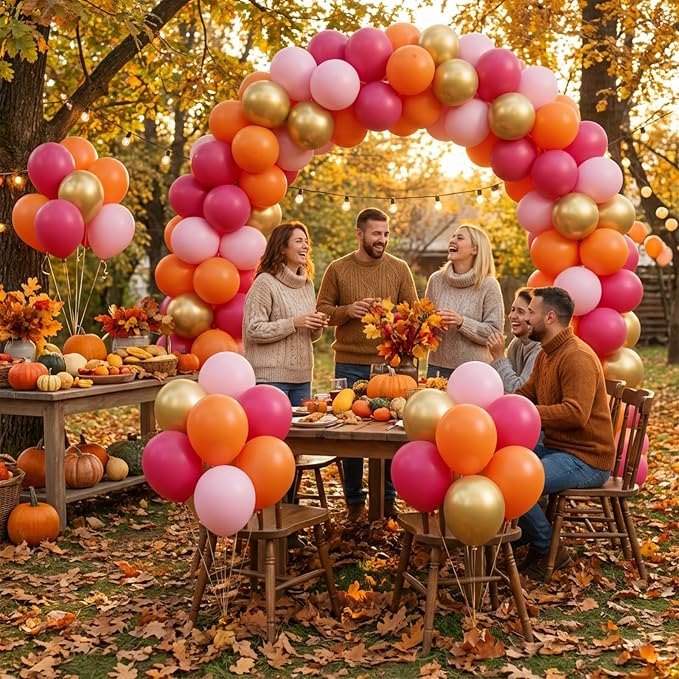 KBZVNAF Pink Orange Gold Latex Balloons 60 Pack 12 inch | Orange Pink Metallic - Image 6