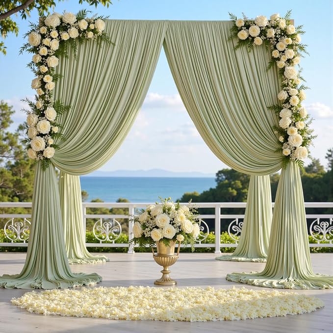 30ft x 10ft Wrinkle Free Sage Green Backdrop Curtains - Image 6
