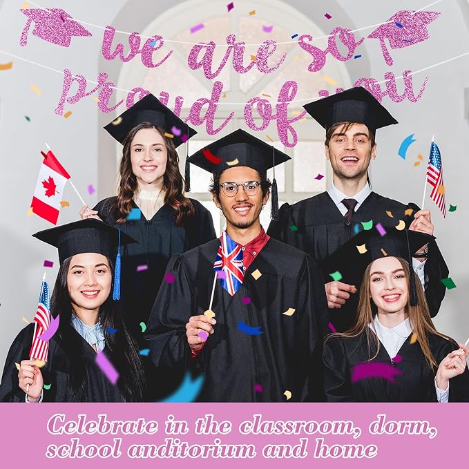 2026 Graduation Decorations Pre-Strung Blingbling We Are So Proud of You Banner - Image 5