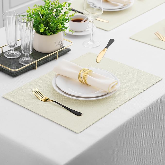 Homaxy Cloths Placemats for Dining Table Set of 4, Cream | Heat Resistant - Image 6