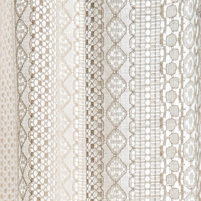 Sutuo Home Boho Curtains Crochet Lace Semi-Sheer Bohemian Hollow Knitted - Image 4
