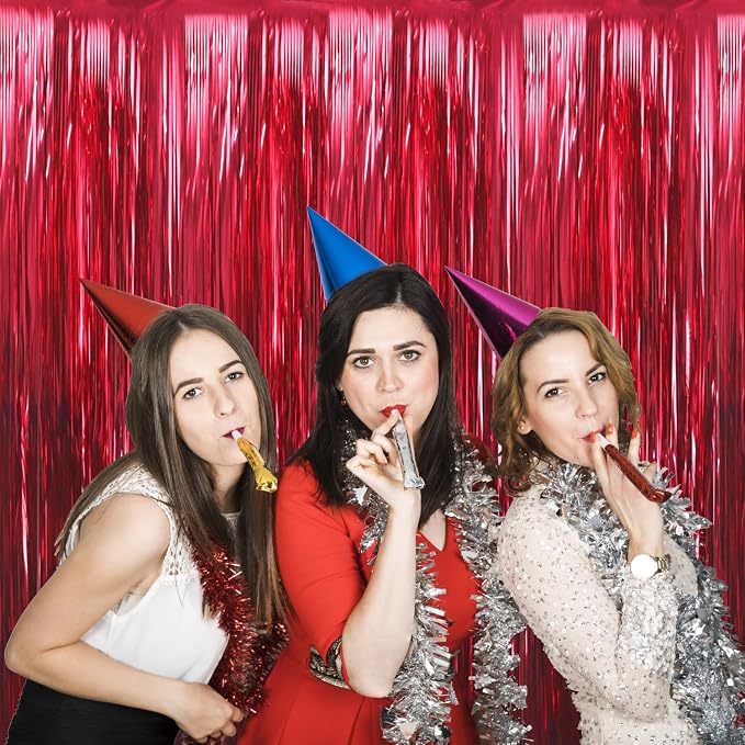 GOER 6.4 ft x 9.8 ft Metallic Tinsel Foil Fringe Curtains, Graduation - Image 4