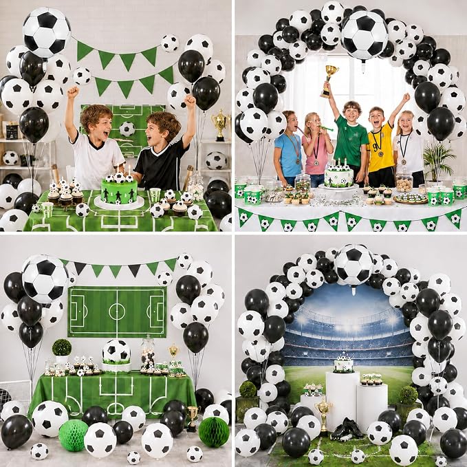 Soccer Balloons, 12 Inch Black White Latex Balloons - Image 8