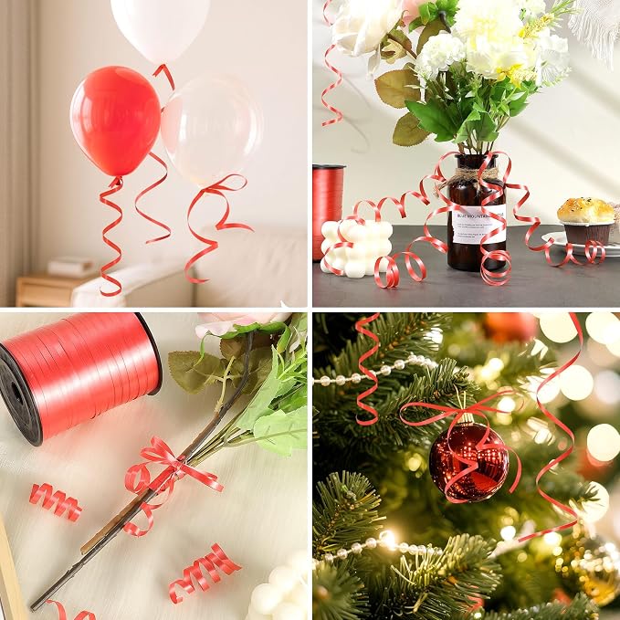500 Yards Red Curling Ribbon, 1/5 Inch Wide Balloons String Ribbons - Image 6