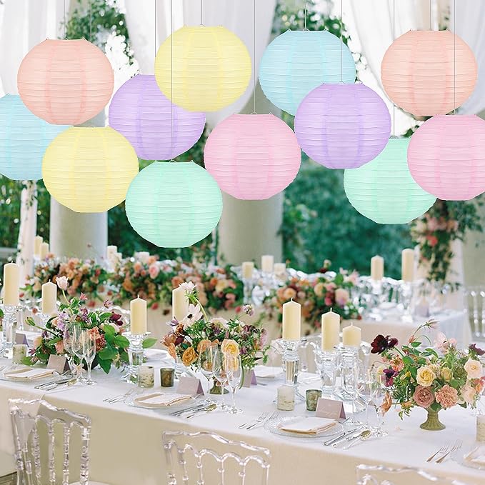 Qenk 12 Pcs Colorful Hanging Paper Lanterns - Image 5