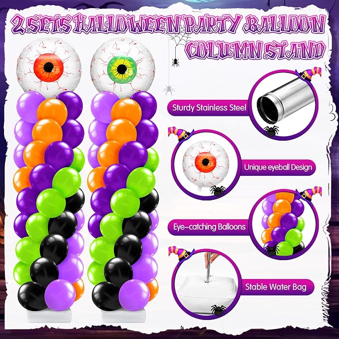 Kasyat 2 Set Halloween Eyeball Balloon Column Stand Kit - Image 3