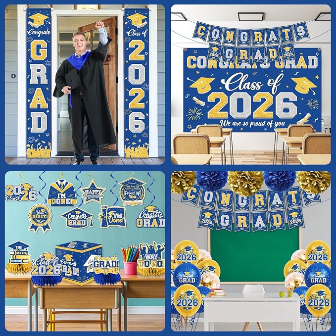 Graduation Decorations Class of 2026 Blue and Gold Graduation Decorations - Image 4