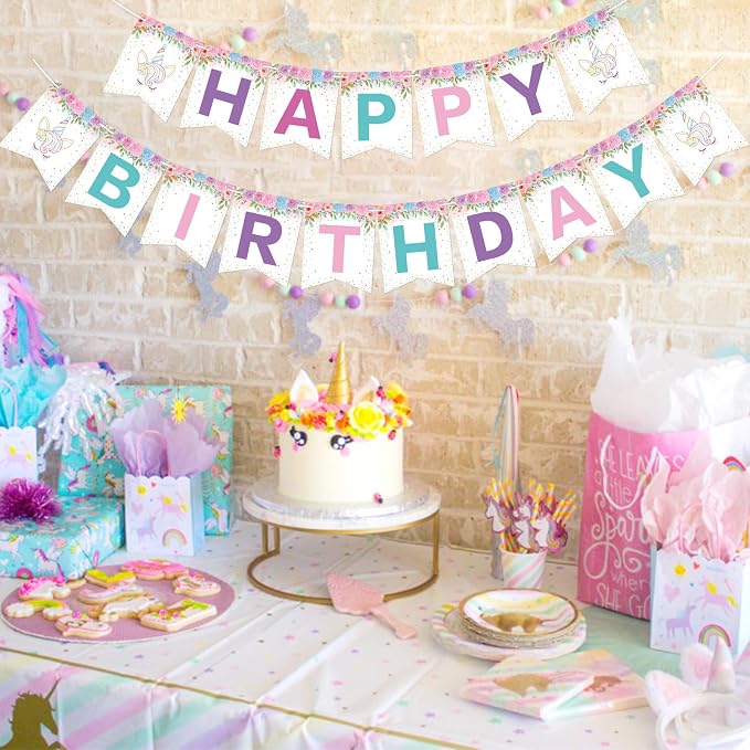Unicorn Birthday Decorations Unicorn Happy Birthday Banner Garland - Image 8