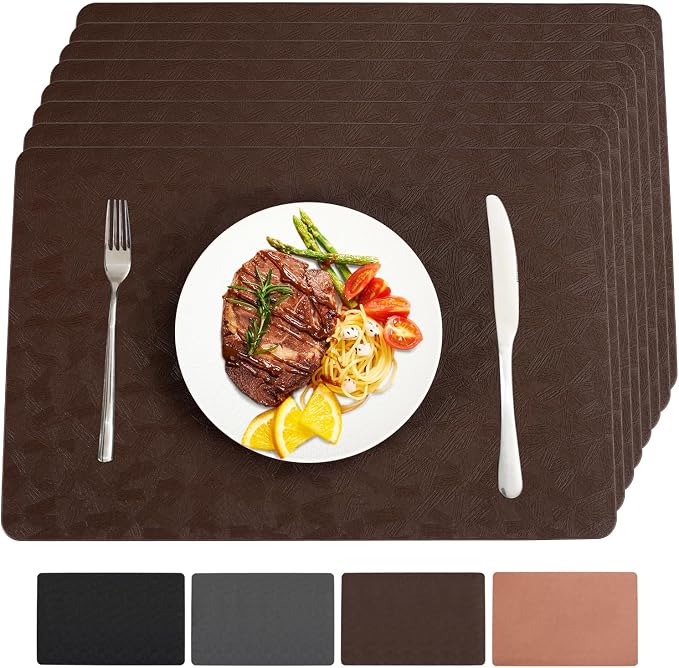 Vinyl Placemats Set of 8 Heat Resistant Easy Clean Non-Slip Place Mats by BxzanDya-LifeSmartMaker