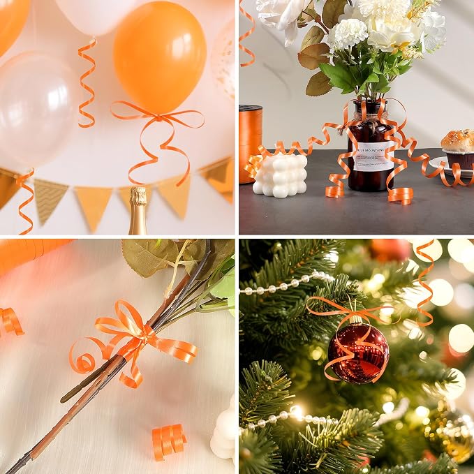 500 Yards Orange Curling Ribbon, 1/5 Inch Wide Balloons String Ribbons - Image 6