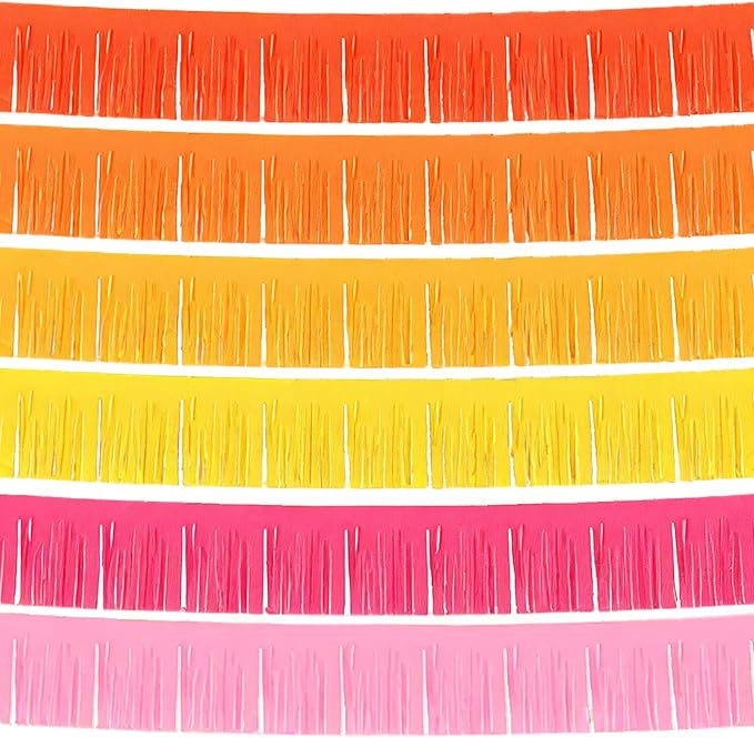 JarThenaAMCS 6Pcs Summer Party Decoration Pink Orange Hanging Fringe Tassel by JarThenaAMCS