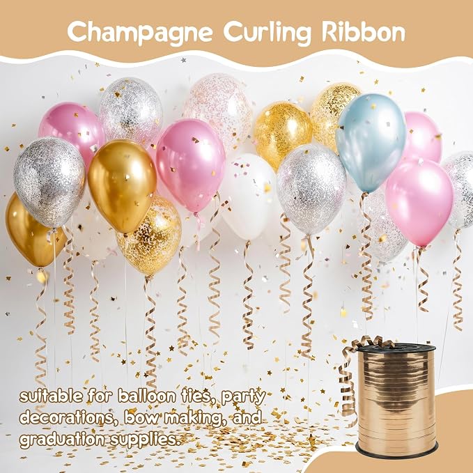 500 Yards Curling Ribbon，Shiny Champagne Balloon String Ribbon，for Gift - Image 7