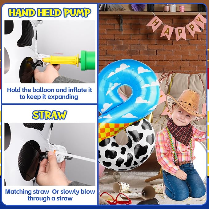 40 Inch 8 Number Balloon Blue Clouds Cartoon Story Balloons Toy Inspired Story - Image 4