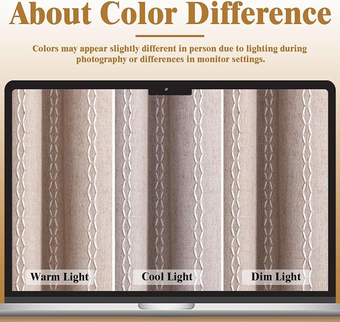 Light Brown 100% Boho Blackout Curtains 84 Inch 2 Panels | Vintage Farmhouse - Image 7