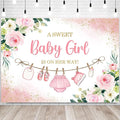InMemory Girl Baby Shower Backdrop Oh Baby Clothes Welcome Newborn Party by InMemory
