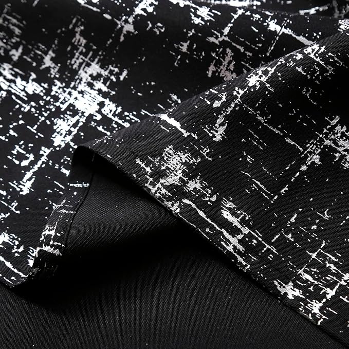Taisier Home Silver Foil Print Linen Textured Curtains Geometric Dots Pattern - Image 8