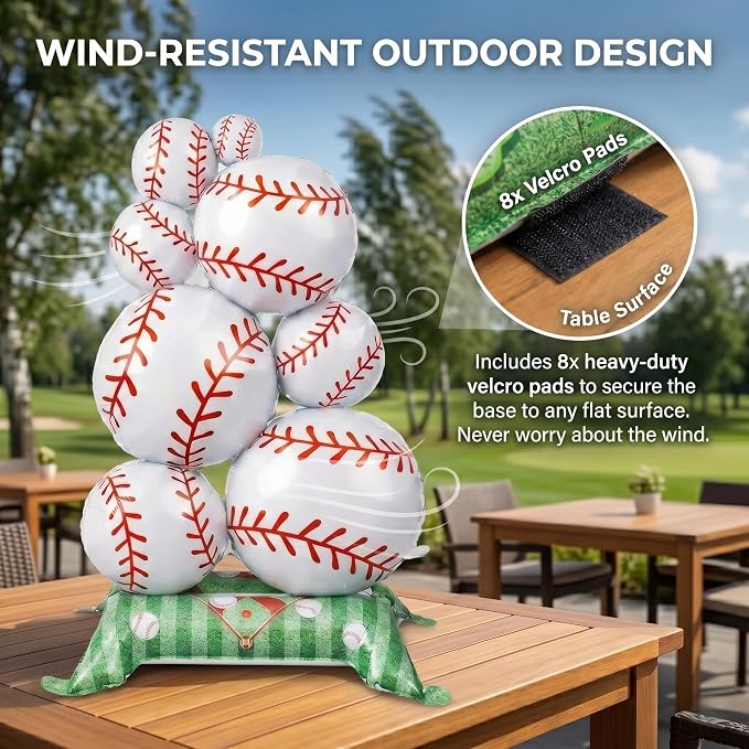 Giant 43-Inch Self-Standing Baseball Foil Balloons, Reusable 3D Mylar Column - Image 4