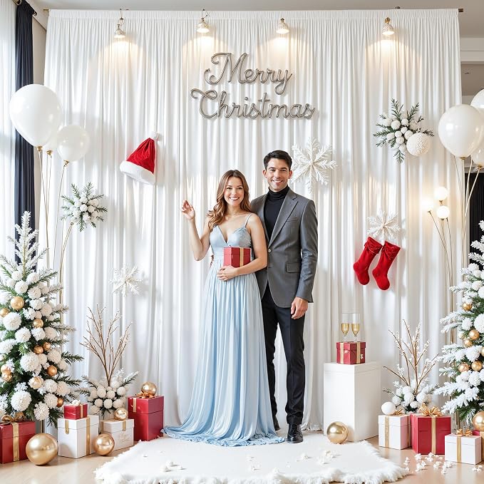 10x10ft White Glitter Backdrop Curtain - Image 7
