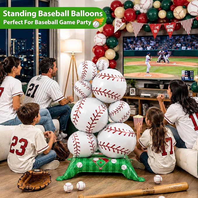 Giant Self Standing Baseball Balloons 2 Pack 59in Baseball Birthday Party - Image 3