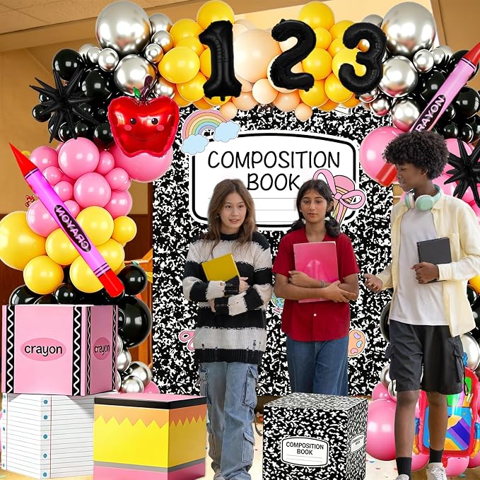 Back to School Balloon Arch Kit, All-in-1 Apple Crayon Bag Foil Balloon - Image 3