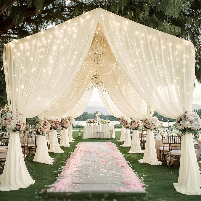 6 Panels Beige Ceiling Curtains - Image 9