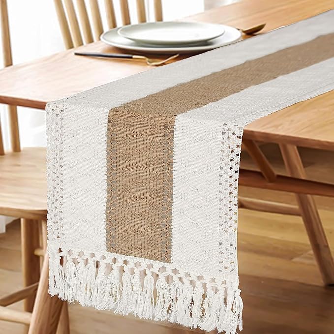 FEXIA Boho Table Runner for Fall Home Decor 12x72 Rustic - Image 5