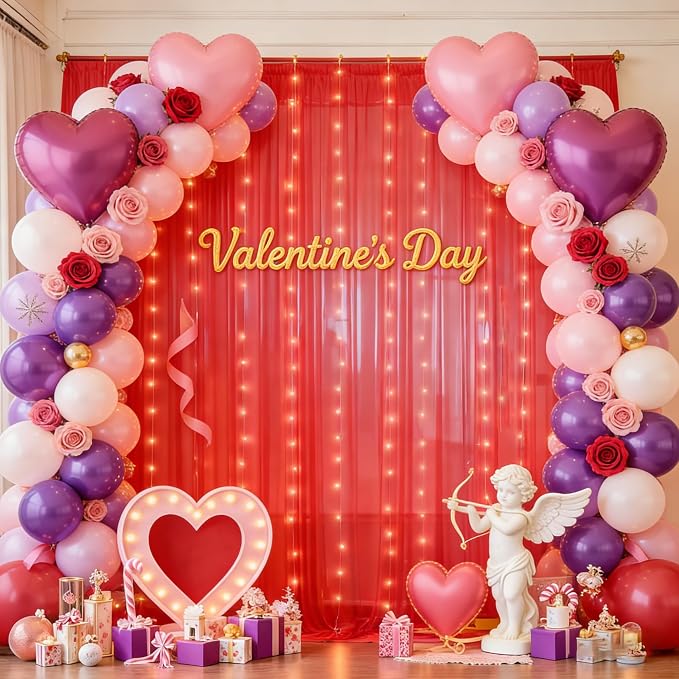 10x10ft Red Tulle Backdrop Curtain - Image 3