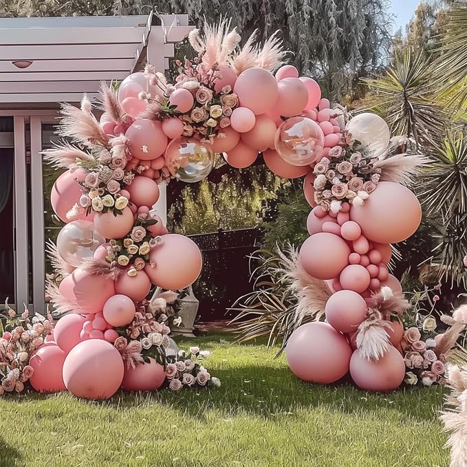 Double Stuffed Dusty Pink Balloon Garland Arch Kit | 18/12/10/5inch Different by Unknown