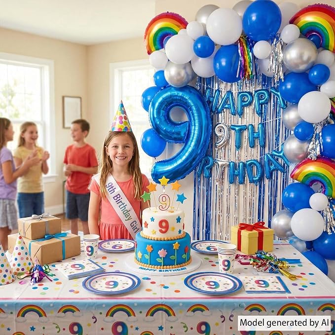 Navy Blue Number 9 Balloon 40 Inch, Foil Digit - Image 2